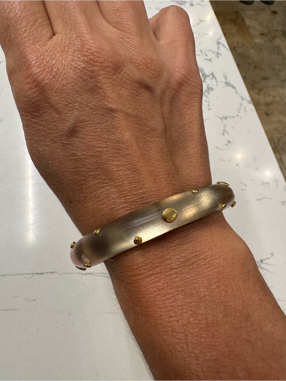 Alexis Bittar gold Resin Bangle with  Studs - Picture 2 of 3